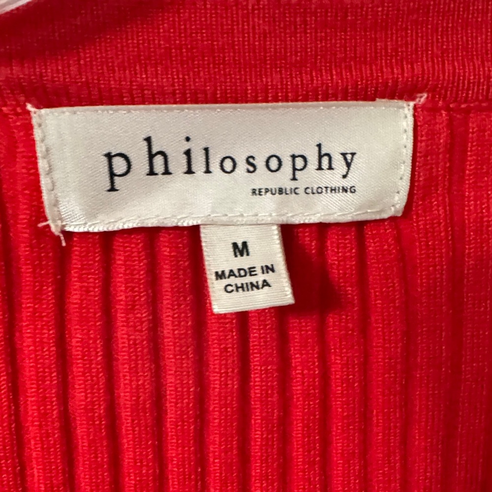 Philosophy Vibrant Red Ribbed Knit Top - Picture 2 of 7